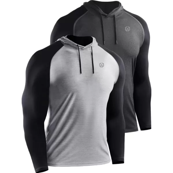 NELEUS Men's Running Shirt Long Sleeve Workout Shirts with Hoods
