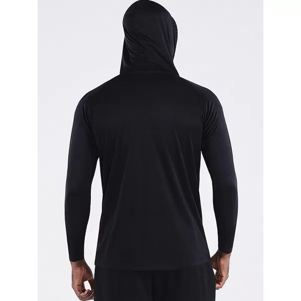 NELEUS Men's Running Shirt Long Sleeve Workout Shirts with Hoods Black/Grey/Light Blue,3 Pack)