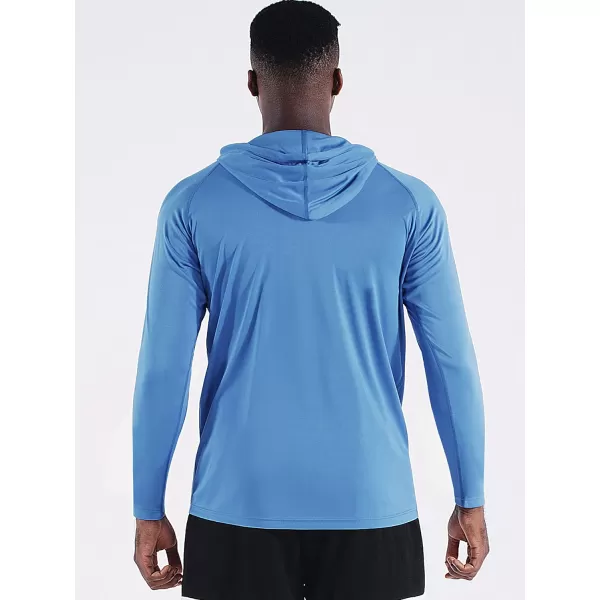NELEUS Men's Running Shirt Long Sleeve Workout Shirts with Hoods Black/Navy/Light Blue,3 Pack)