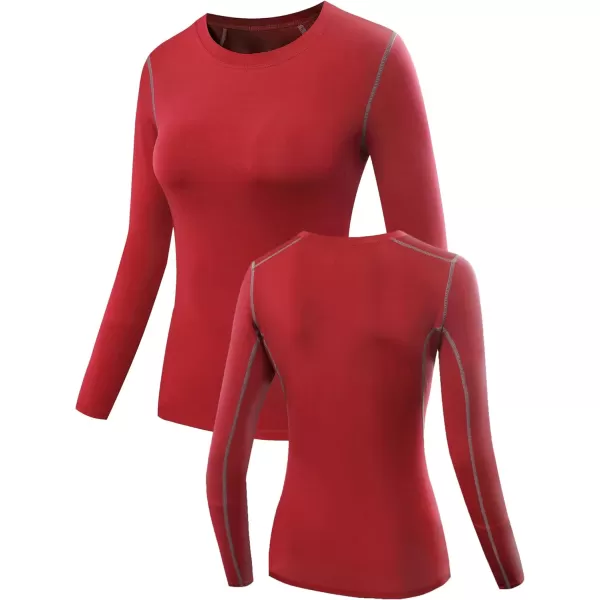 NELEUS Women's 3 Pack Athletic Compression Long Sleeve T Shirt Dry Fit