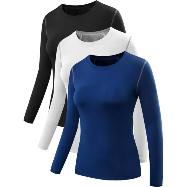 NELEUS Women's 3 Pack Athletic Compression Long Sleeve T Shirt Dry Fit