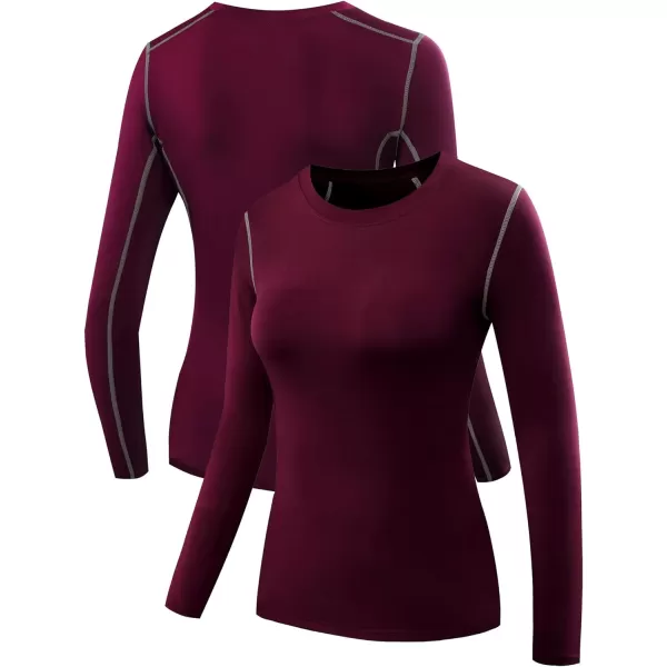 NELEUS Women's 3 Pack Athletic Compression Long Sleeve T Shirt Dry Fit