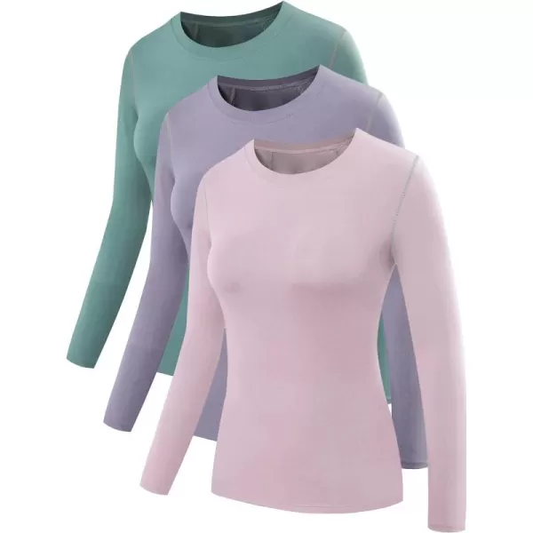 NELEUS Women's 3 Pack Athletic Compression Long Sleeve T Shirt Dry Fit