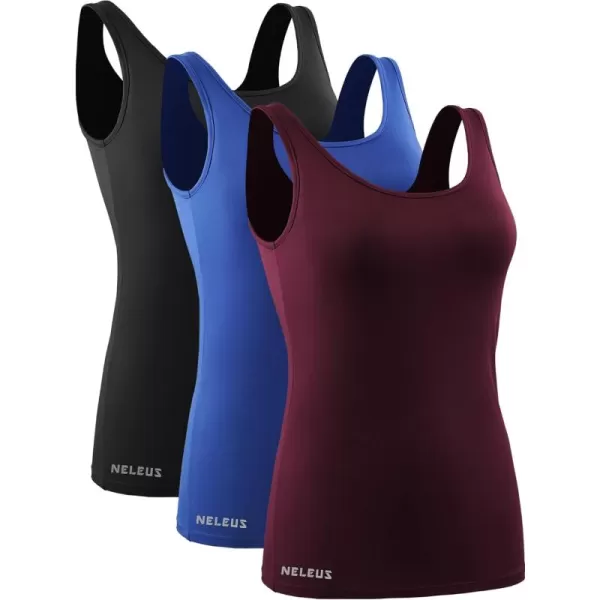 NELEUS Women's 3 Pack Athletic Compression Tank Top with Sport Bra Running Shirt