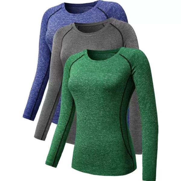 NELEUS Women's 3 Pack Compression Shirts Long Sleeve Yoga Athletic Running T Shirt