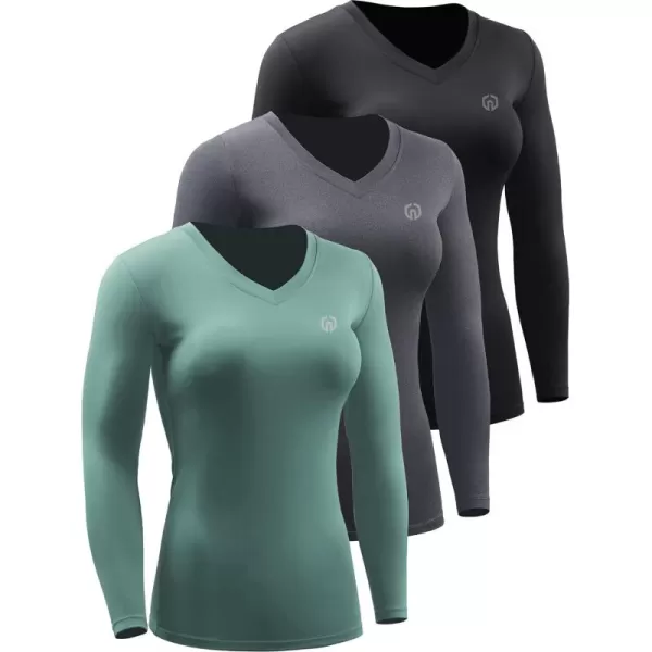NELEUS Women's 3 Pack Compression Shirts Long Sleeve Yoga Athletic Running T Shirt