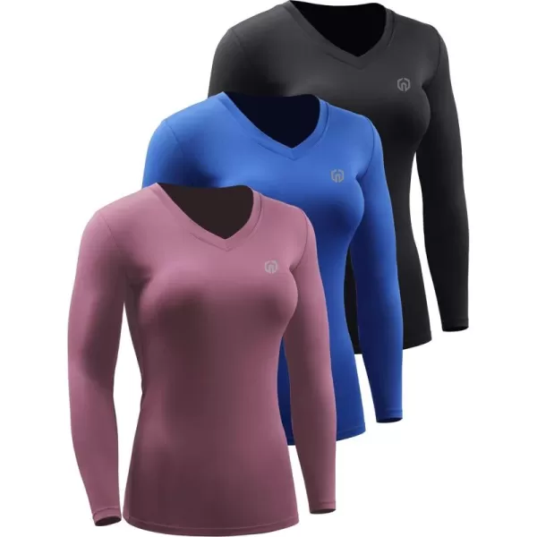 NELEUS Women's 3 Pack Compression Shirts Long Sleeve Yoga Athletic Running T Shirt