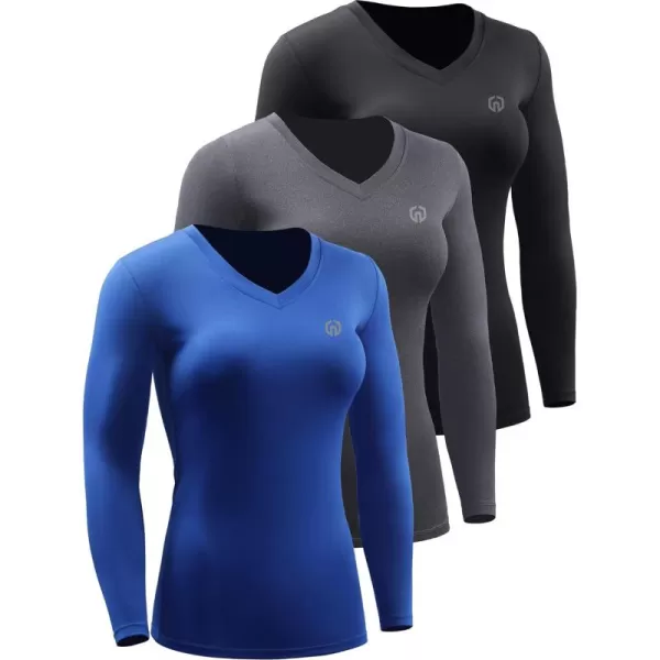 NELEUS Women's 3 Pack Compression Shirts Long Sleeve Yoga Athletic Running T Shirt