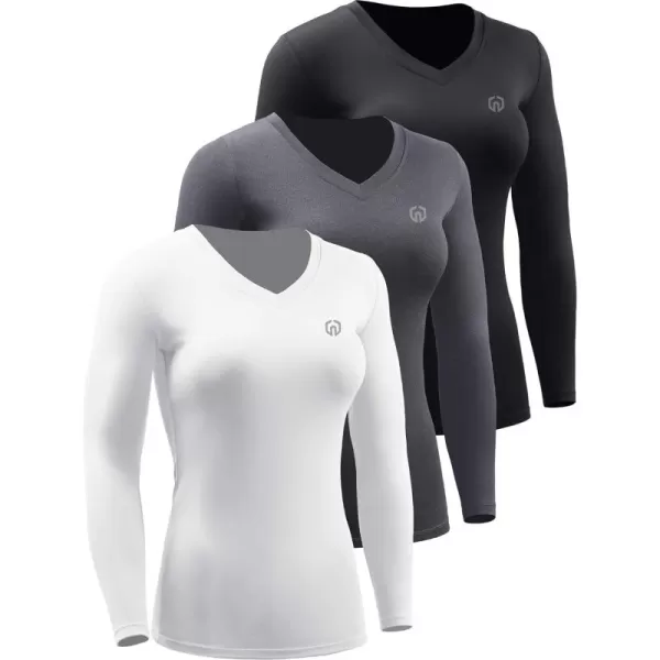 NELEUS Women's 3 Pack Compression Shirts Long Sleeve Yoga Athletic Running T Shirt