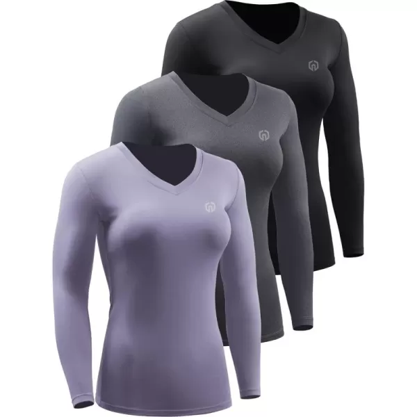 NELEUS Women's 3 Pack Compression Shirts Long Sleeve Yoga Athletic Running T Shirt