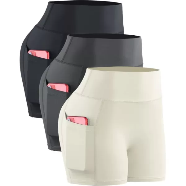 NELEUS Women's 4" Running Short 3 Pack High Waist Yoga Shorts