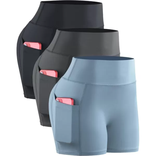 NELEUS Women's 4" Running Short 3 Pack High Waist Yoga Shorts