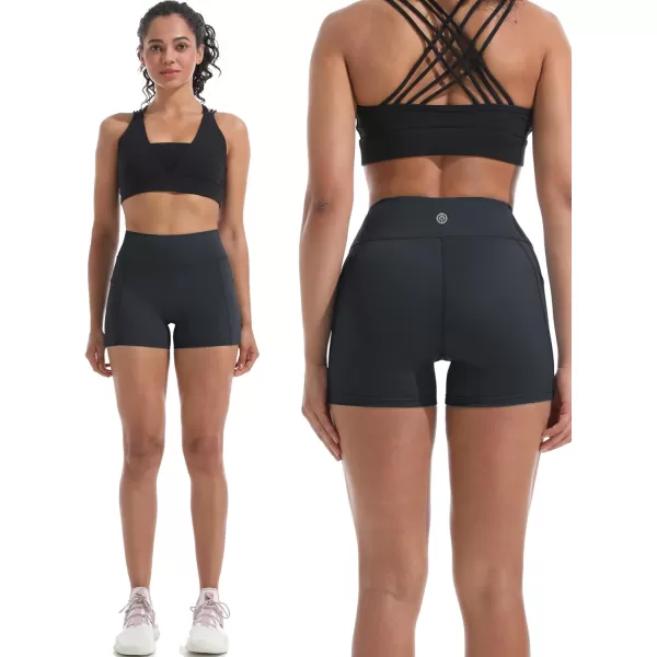 NELEUS Women's 4" Running Short 3 Pack High Waist Yoga Shorts