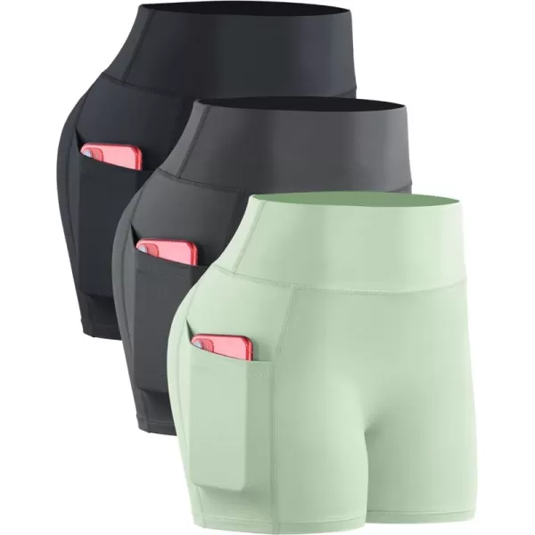 NELEUS Women's 4" Running Short 3 Pack High Waist Yoga Shorts