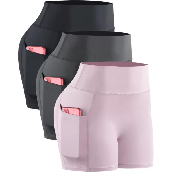 NELEUS Women's 4" Running Short 3 Pack High Waist Yoga Shorts