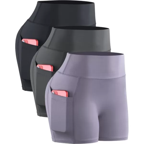 NELEUS Women's 4" Running Short 3 Pack High Waist Yoga Shorts
