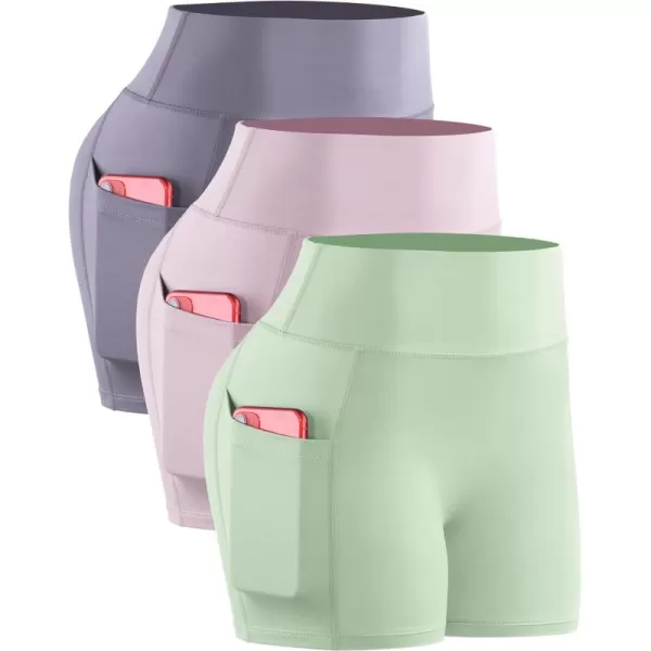 NELEUS Women's 4" Running Short 3 Pack High Waist Yoga Shorts
