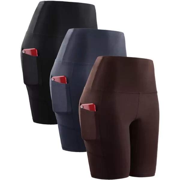 NELEUS Women's High Waist Yoga Shorts Tummy Control Workout Running Compression Shorts with Pocket