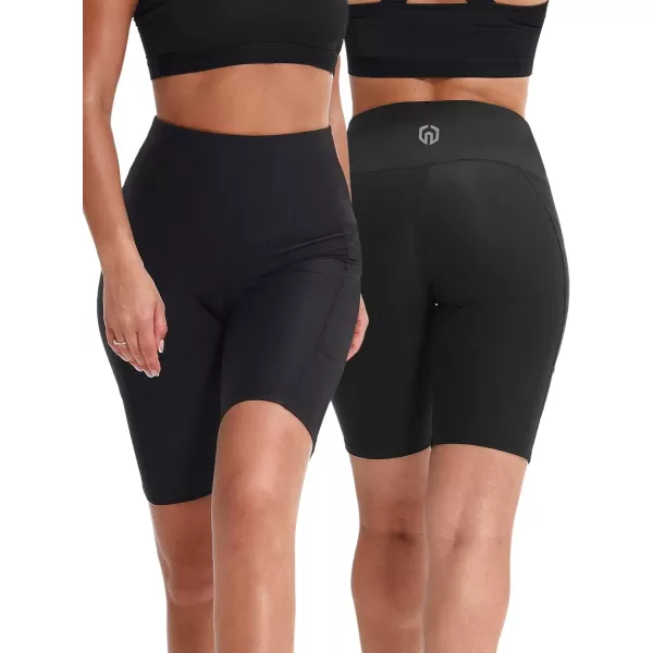 NELEUS Women's High Waist Yoga Shorts Tummy Control Workout Running Compression Shorts with Pocket
