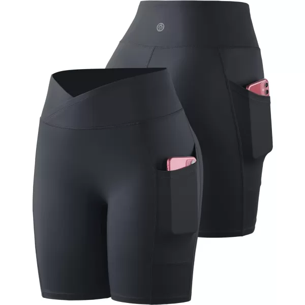 NELEUS Women's High Waist Yoga Shorts Tummy Control Workout Running Compression Shorts with Pocket