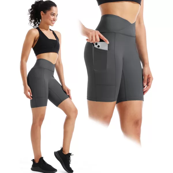 NELEUS Women's High Waist Yoga Shorts Tummy Control Workout Running Compression Shorts with Pocket