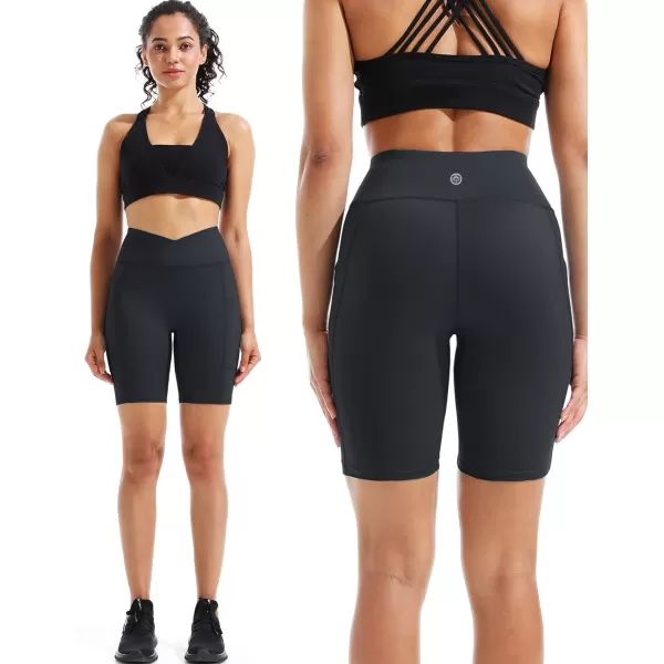 NELEUS Women's High Waist Yoga Shorts Tummy Control Workout Running Compression Shorts with Pocket