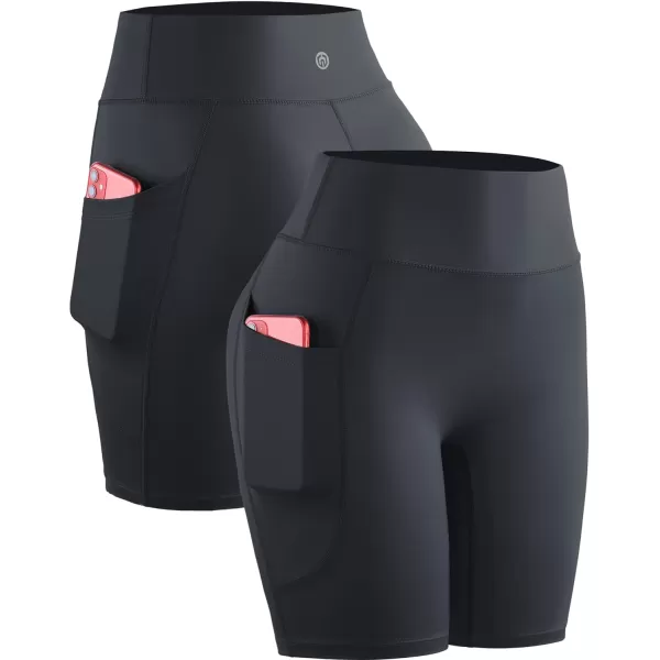 NELEUS Women's High Waist Yoga Shorts Tummy Control Workout Running Compression Shorts with Pocket