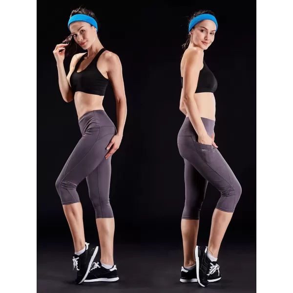 NELEUS Women's Tummy Control High Waist Capri Running Leggings Yoga Pants with Pocket