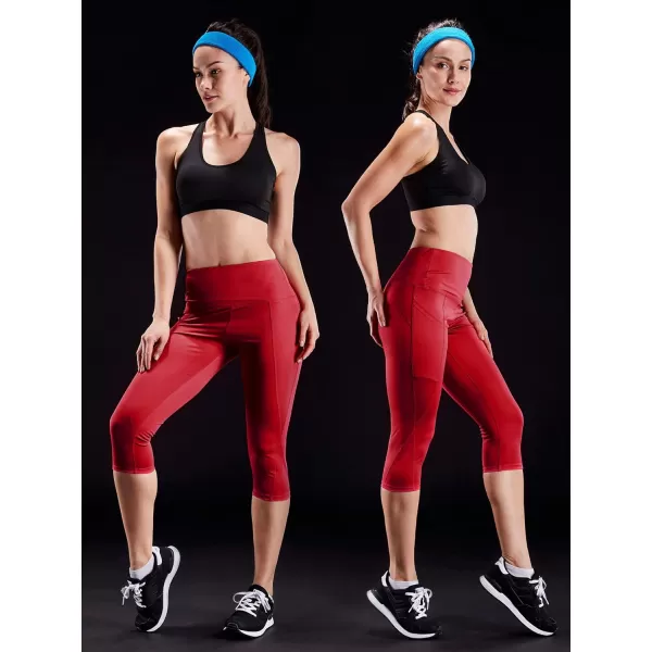 NELEUS Women's Tummy Control High Waist Capri Running Leggings Yoga Pants with Pocket