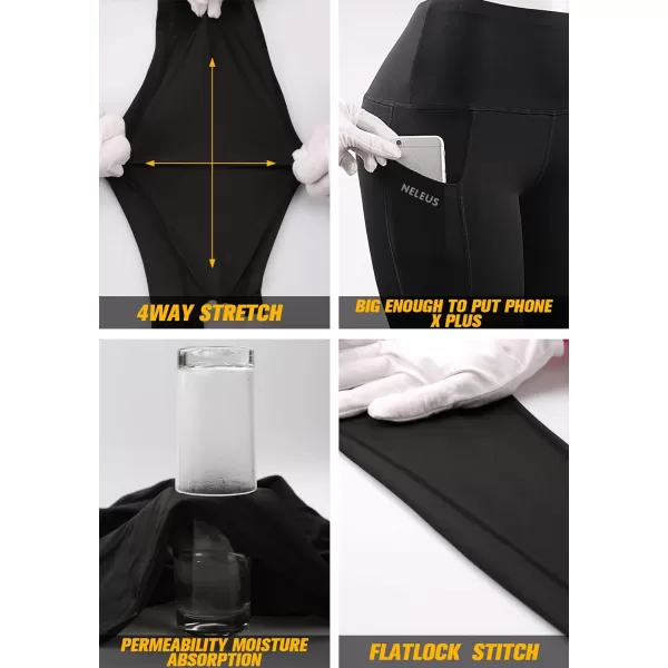 NELEUS Women's Tummy Control High Waist Capri Running Leggings Yoga Pants with Pocket