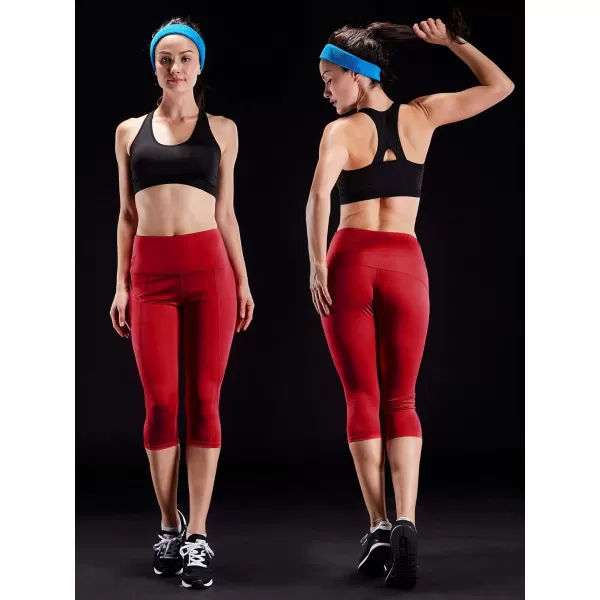 NELEUS Women's Tummy Control High Waist Capri Running Leggings Yoga Pants with Pocket