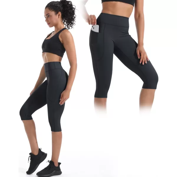 NELEUS Women's Tummy Control High Waist Capri Running Leggings Yoga Pants with Pocket