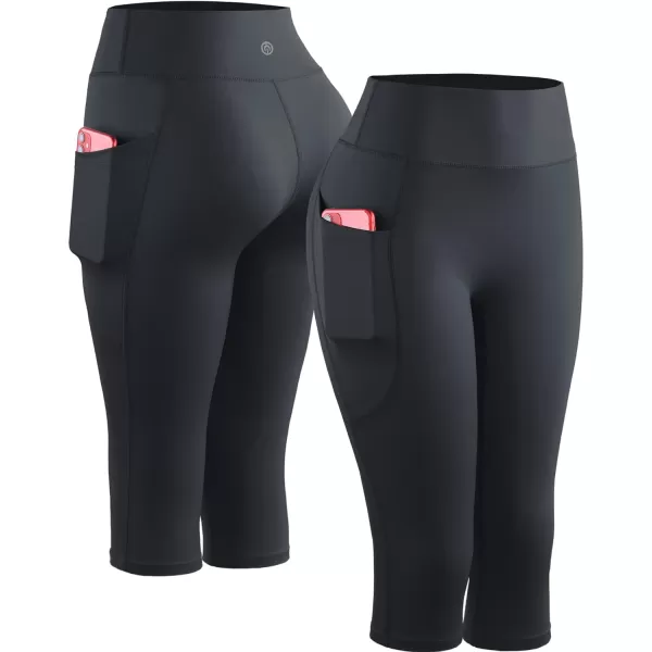 NELEUS Women's Tummy Control High Waist Capri Running Leggings Yoga Pants with Pocket