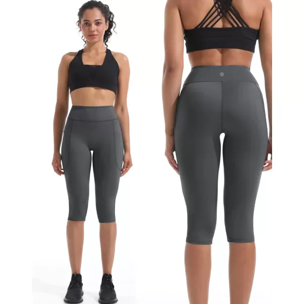 NELEUS Women's Tummy Control High Waist Capri Running Leggings Yoga Pants with Pocket