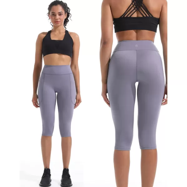 NELEUS Women's Tummy Control High Waist Capri Running Leggings Yoga Pants with Pocket