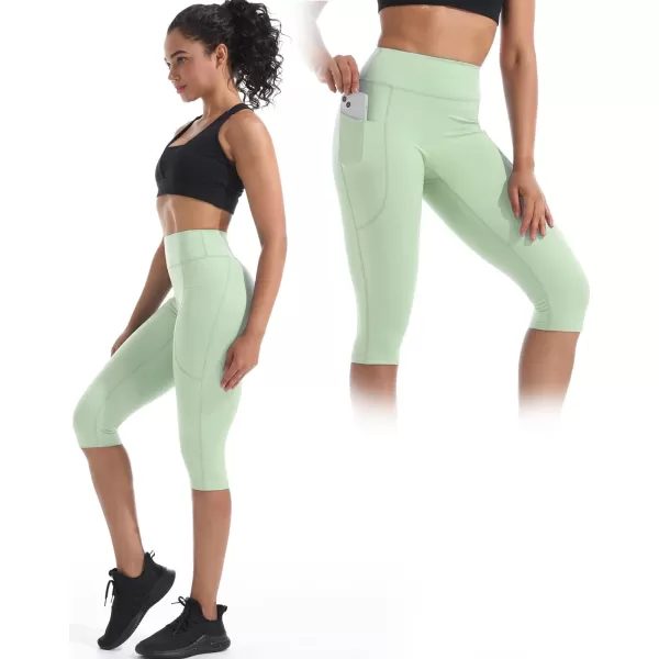 NELEUS Women's Tummy Control High Waist Capri Running Leggings Yoga Pants with Pocket
