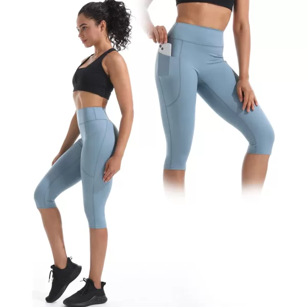 NELEUS Women's Tummy Control High Waist Capri Running Leggings Yoga Pants with Pocket