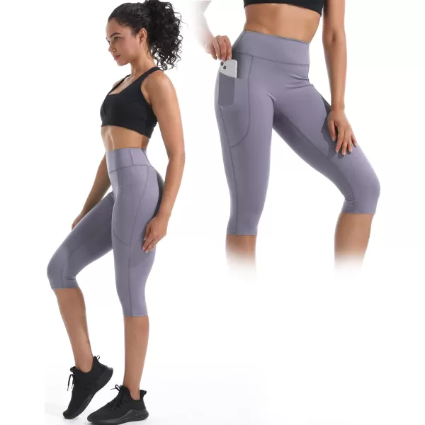 NELEUS Women's Tummy Control High Waist Capri Running Leggings Yoga Pants with Pocket
