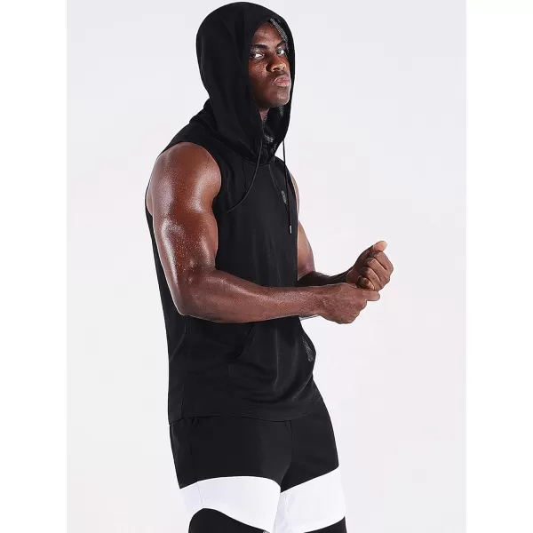 Neleus Men's Running Tank Tops 3 Pack Sleeveless Workout Athletic Shirts with Hoods