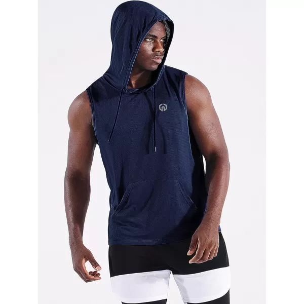 Neleus Men's Running Tank Tops 3 Pack Sleeveless Workout Athletic Shirts with Hoods