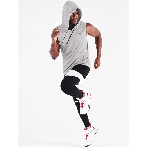 Neleus Men's Running Tank Tops 3 Pack Sleeveless Workout Athletic Shirts with Hoods