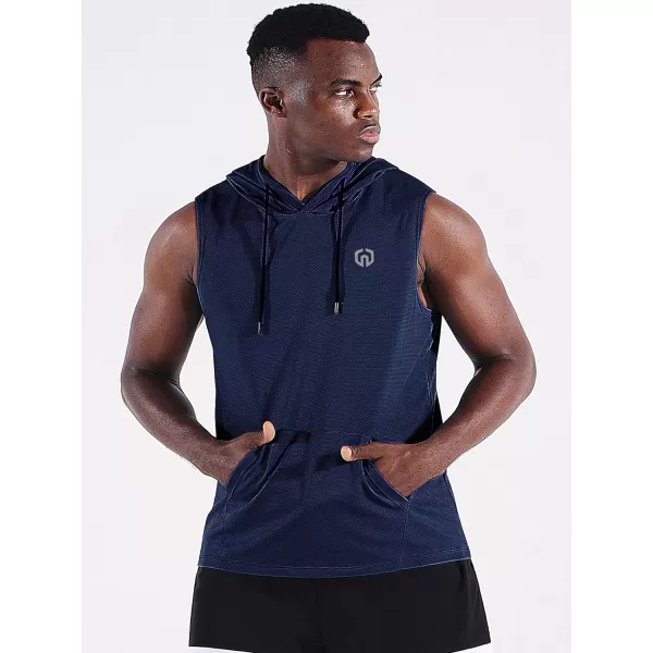 Neleus Men's Running Tank Tops 3 Pack Sleeveless Workout Athletic Shirts with Hoods