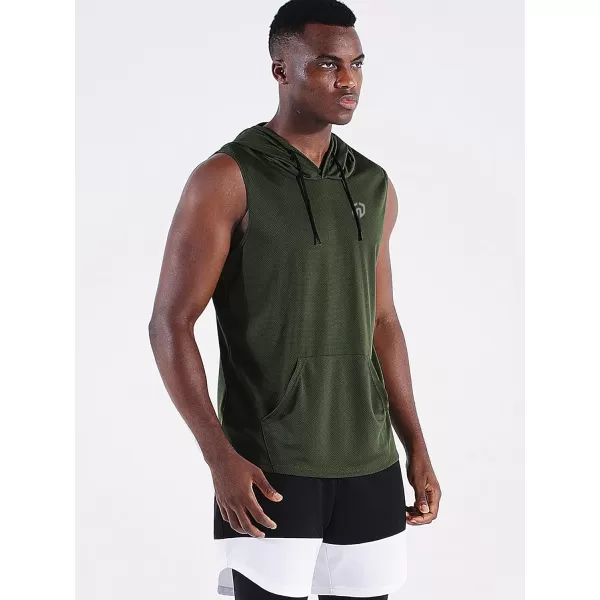 Neleus Men's Running Tank Tops 3 Pack Sleeveless Workout Athletic Shirts with Hoods
