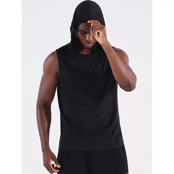 Neleus Men's Running Tank Tops 3 Pack Sleeveless Workout Athletic Shirts with Hoods
