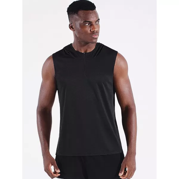 Neleus Men's Running Tank Tops 3 Pack Sleeveless Workout Athletic Shirts with Hoods