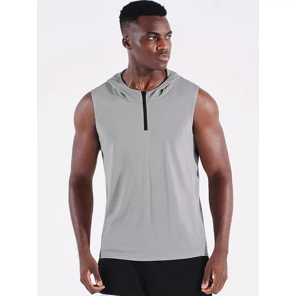 Neleus Men's Running Tank Tops 3 Pack Sleeveless Workout Athletic Shirts with Hoods