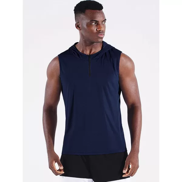 Neleus Men's Running Tank Tops 3 Pack Sleeveless Workout Athletic Shirts with Hoods