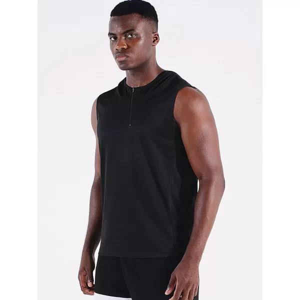 Neleus Men's Running Tank Tops 3 Pack Sleeveless Workout Athletic Shirts with Hoods