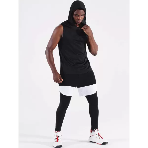 Neleus Men's Running Tank Tops 3 Pack Sleeveless Workout Athletic Shirts with Hoods