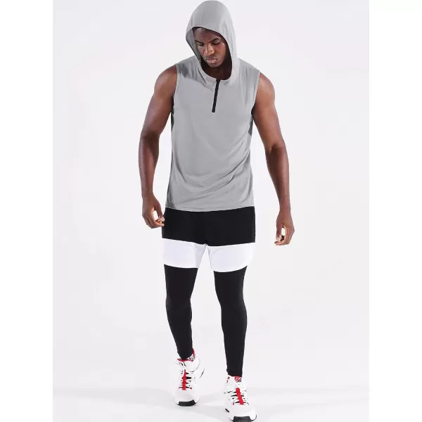 Neleus Men's Running Tank Tops 3 Pack Sleeveless Workout Athletic Shirts with Hoods